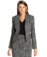 Calvin Klein puts a minimalist-chic stamp on traditional tweed with this streamlined petite jacket.