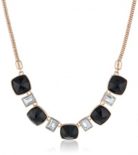 Anne Klein Gold-Tone Black Cushion Cut Frontal Necklace, 16