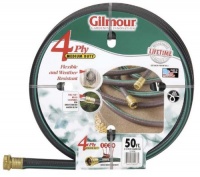 Gilmour 14 Series 4 Ply Reinforced Rubber/Vinyl Hose 5/8 Inch x 50 Feet 14-58050 Black w/Green Stripe