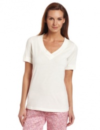 Dearfoams Women's Short Sleeve V-Neck Tee and Heart Pocket Pajama Pant