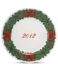 Martha Stewart Collection makes the table merrier with the 2012 Holiday Garden plate. A beautiful collectible trimmed in holiday greens and made for family meals in durable white ceramic.