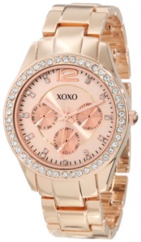 XOXO Women's XO5477 Rose Gold Bracelet With Rhinestones Accent Bezel Watch