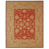 Safavieh AN522A 9-Feet by 12-Feet Anatolia Collection Handmade Hand-Spun Wool Area Rug, Red and Ivory