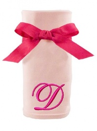 Princess Linens Embroidered Pink Initial Cotton Knit Blanket, D