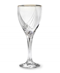 For nearly 150 years, Lenox has been renowned throughout the world as a premier designer and manufacturer of fine china, accessories, and stemware. In brilliantly faceted crystal accented with gold or platinum, the gold-accented, gracefully twirled Debut Gold wine glasses collection provides an impeccable accompaniment to your formal china and flatware.