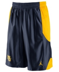 Get your game on while supporting your favorite NCAA team with these Marquette Golden Eagles basketball shorts featuring Dri-Fit technology from Nike.