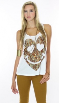 Lauren Moshi Nancy Paisley Heart Racerback Tank in White-S