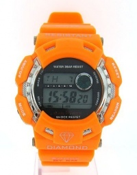 Mens Diamond Watch Shiny Orange Shock Style King Master