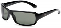 Ray-Ban RB4075P Rectangular Wrap Sunglasses 61 mm, Non-Polarized, Black/Black