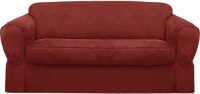 Maytex Piped Suede 2-Piece Slipcover Sofa, Red