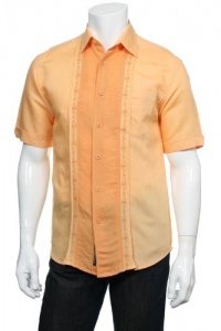 Cubavera Mens Short Sleeve Font Tucks Panel Shirt