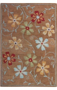 Safavieh Blossom Collection BLM784B Handmade Camel and Multi Hand Spun Wool Area Rug, 4-Feet by 6-Feet