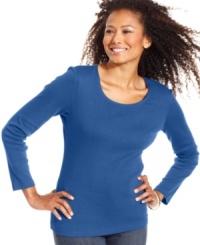 Karen Scott's long-sleeve petite tee is a must-have basic -- a perfect complement to jeans, skirts and more!