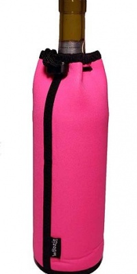 Woozie Neoprene Wine Bottle Sleeve, Solid Hot Pink