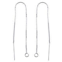 Sterling Silver Ear Threads Threaders 6 Inch Box Chain with Loop (1 Pair)