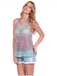 Vintage Havana Womens Tie Dye Crochet Tank - Mint - Large