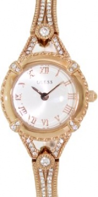 GUESS Women's Rose Gold-Tone Petite Crystal Watch