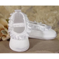 Girls Satin Shoe with Pleated Ribbon