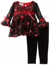 Blueberi Boulevard Baby-Girls Infant Embroidered Set, Black, 24 Months