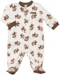 Carter's Micro Fleece Snap - White Brown Monkey Print-3M