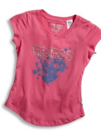 GUESS Kids Girls Little Girl Top with Screen and Nailhead, PINK (6X)