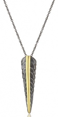 Elizabeth and James Audubon Sterling Silver and Plated 23K Gold Feather Long Pendant Necklace