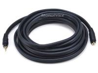 Monoprice 15ft Premium 3.5mm Stereo Male to 3.5mm Stereo Female 22AWG Extension Cable (Gold Plated) - Black