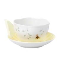 Lenox Butterfly Meadow Figural Cup and Saucer Set, Yellow