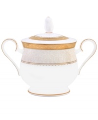 Noritake makes any occasion memorable with the opulent Odessa Gold sugar bowl. Wide bands of etched gold and pale gray with delicate blooms adorn the classic bone china design.