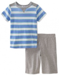 Splendid Littles Boys 2-7 Scarf Stripe Crew Neck Tee And Short, Cornflower, 5/6