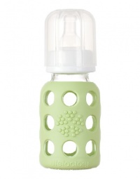 Lifefactory Glass Baby Bottle with Silicone Sleeve, Spring Green, 4 Ounce