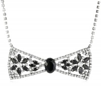 Betsey Johnson Iconic Jet Crystal Bow Necklace