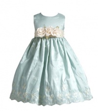 Caroline Daisy Embroidered Flower Girl Dress with Sash for Infants Fancy Dress Color: Aqua Dress Size: 12M (12 months)