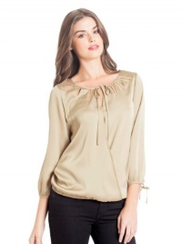 GUESS Petra Long-Sleeve Top, LIGHT SANDALWOOD (LARGE)