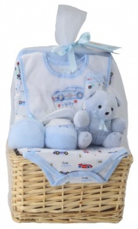 Big Oshi Baby Essentials 9 Piece Layette Basket Gift Set - Blue