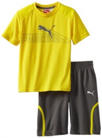 Puma - Kids Boys 2-7 Little Ray Short Set, Yellow, 4