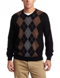 Van Huesen Men's 9GG Classic Argyle V-Neck Sweater