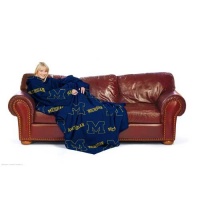 NCAA Michigan Wolverines Comfy Throw Blanket With Sleeves, Repeat Design