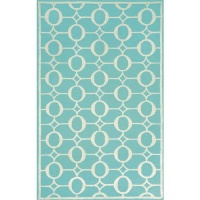 Indoor/Outdoor Hand Tufted Area Rug Arabesque 2' x 3' Aqua Carpet