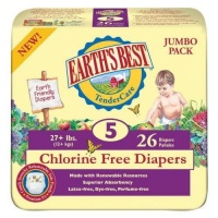 Earth's Best TenderCare Chlorine Free Diapers, Size 5 (27+ Pounds), 104 Count