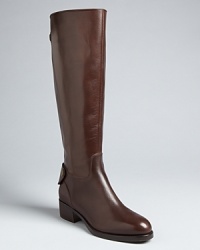 These sleekly shaped Joan & David riding boots are accented with snapped back buckles that give the style extra dash.