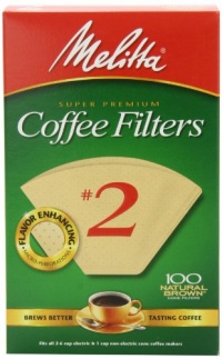 Melitta Cone Coffee Filters, Natural Brown, No. 2, 100-Count Filters (Pack of 6)