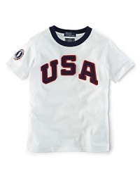 A sporty tee in soft breathable cotton is accented with heritage pride, celebrating Team USA's participation in the 2012 Olympics.