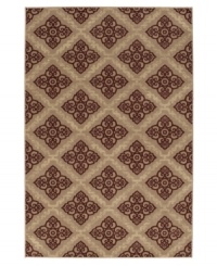 A collection of rosebuds is set in a geometric diamond design that is modern in style and romantic in color. The Carmel Sonado area rug is woven to a thick pile height for supreme softness and a detailed finish that enhances the décor of any room.