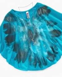 Layer up. She can complete her cute boho-chic look with this dolman-sleeve top and necklace from Beautees.