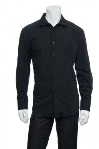 Alfani Red Men's Black Pinstripe Button Down Shirt