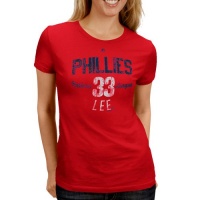 MLB Majestic Cliff Lee Philadelphia Phillies #33 Ladies Trophy Man T-Shirt - Red