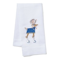 Whimsical interpretations of Santa's reindeer dress up this collection of linen tea towels from Patience Brewster.