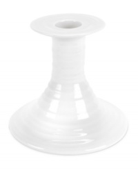 Charming ripples designed to coordinate with the rest of the Sophie Conran collection from Portmeirion adorn this porcelain candleholder. Reminiscent of hand-thrown pottery, it's sure to lend cheerful elegance to any table.