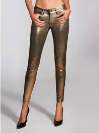 GUESS Women's Brittney Gold-Foil Mid-Rise Leggings